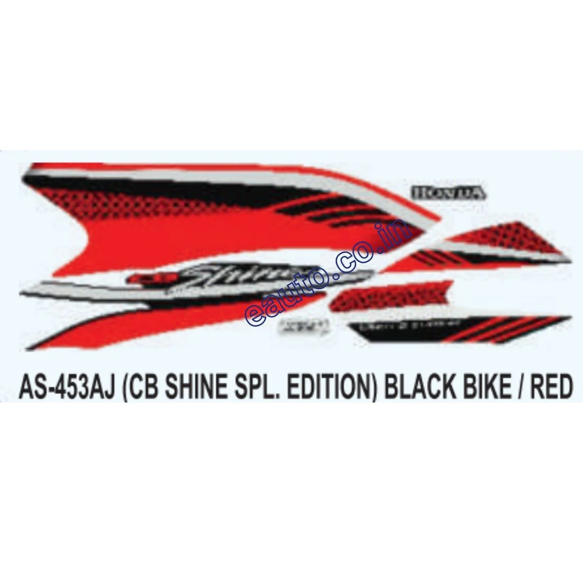 Graphics Sticker Set for Honda CB Shine | Special Edition | Black Vehicle | Red Sticker | Both Sides