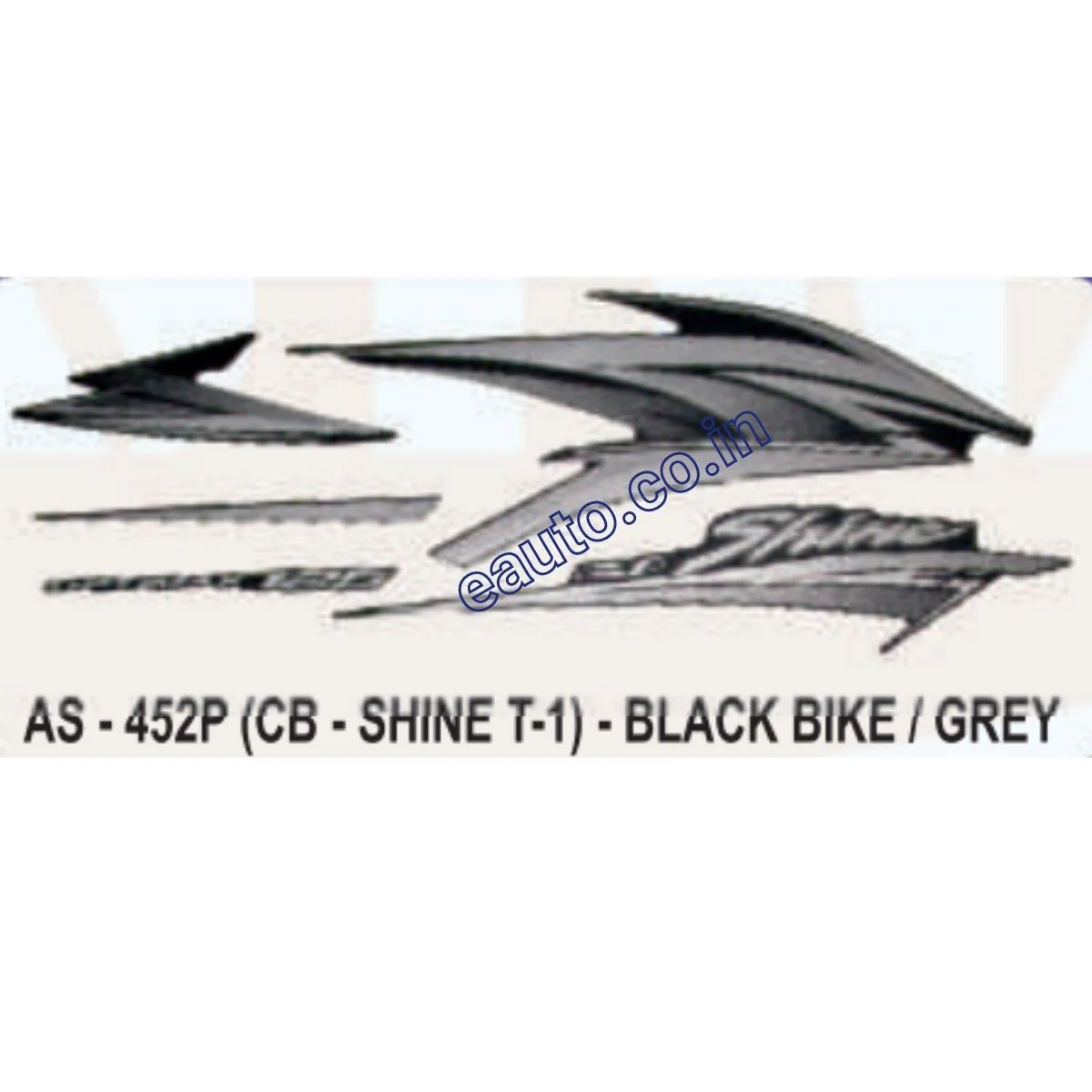 Graphics Sticker Set for Honda CB Shine | Type 1 | Black Vehicle | Grey Sticker | Both Sides