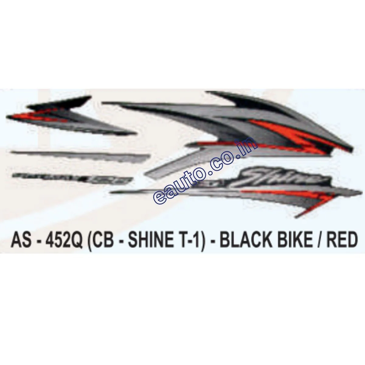 Graphics Sticker Set for Honda CB Shine | Type 1 | Black Vehicle | Red Sticker | Both Sides