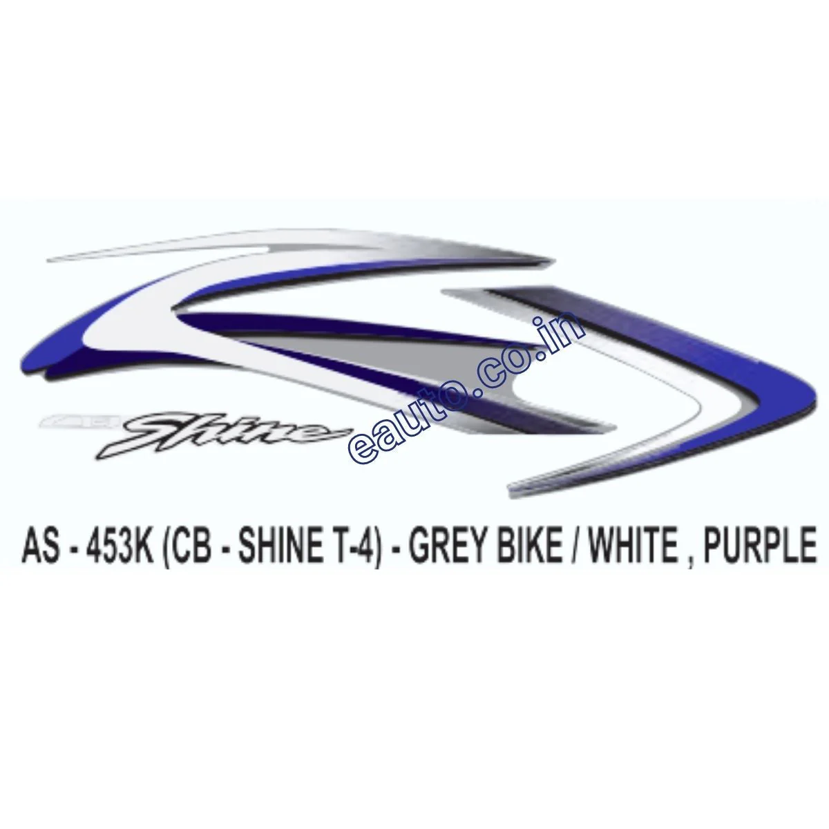 Graphics Sticker Set for Honda CB Shine | Type 4 | Grey Vehicle | White & Purple Sticker | Both Sides