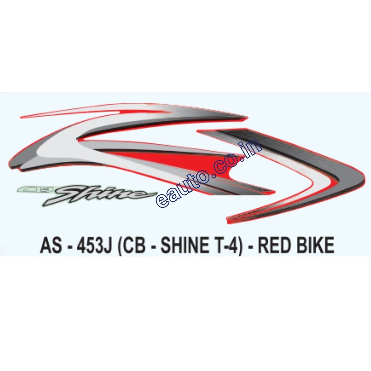 Graphics Sticker Set for Honda CB Shine | Type 4 | Red Vehicle | Both Sides