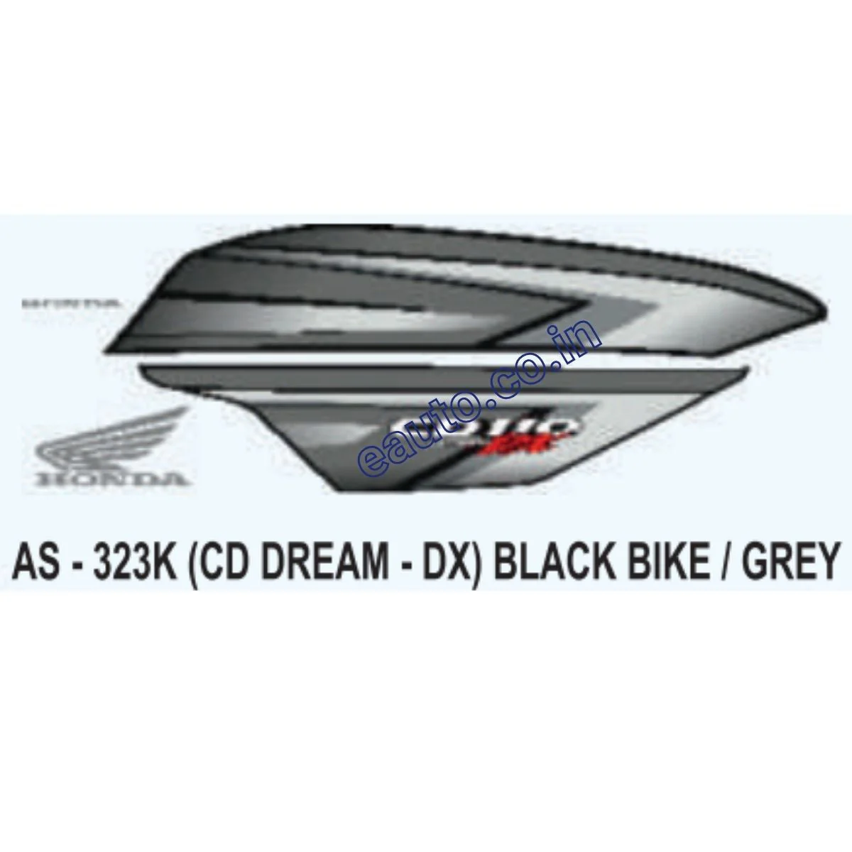 Graphics Sticker Set for Honda CD 110 Dream DX | Black Vehicle | Grey Sticker | Both Sides