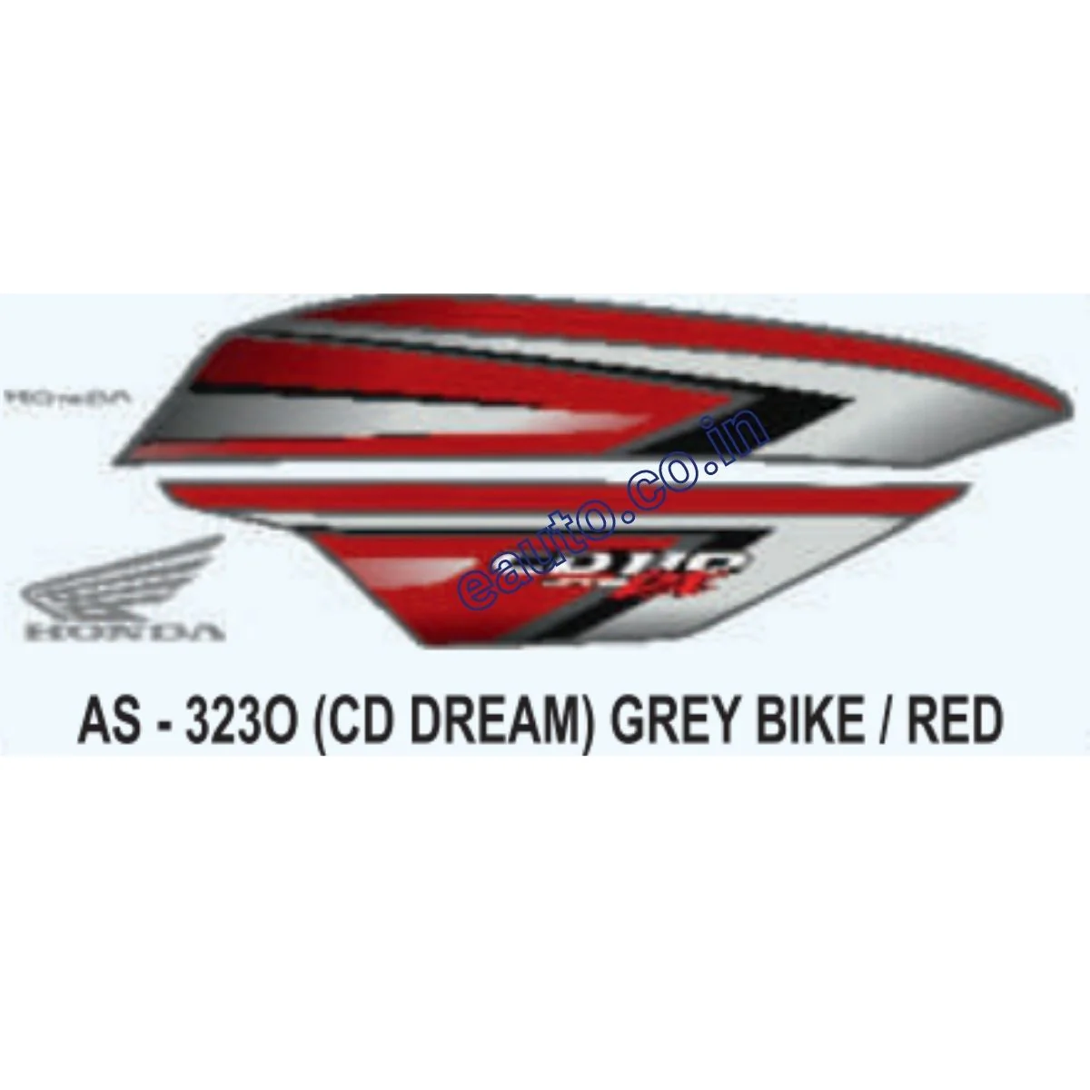 Graphics Sticker Set for Honda CD 110 Dream DX | Grey Vehicle | Red Sticker | Both Sides
