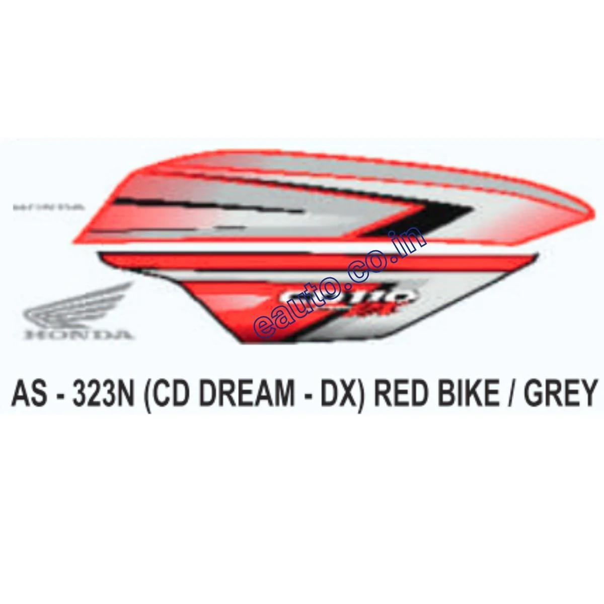 Graphics Sticker Set for Honda CD 110 Dream DX | Red Vehicle | Grey Sticker | Both Sides