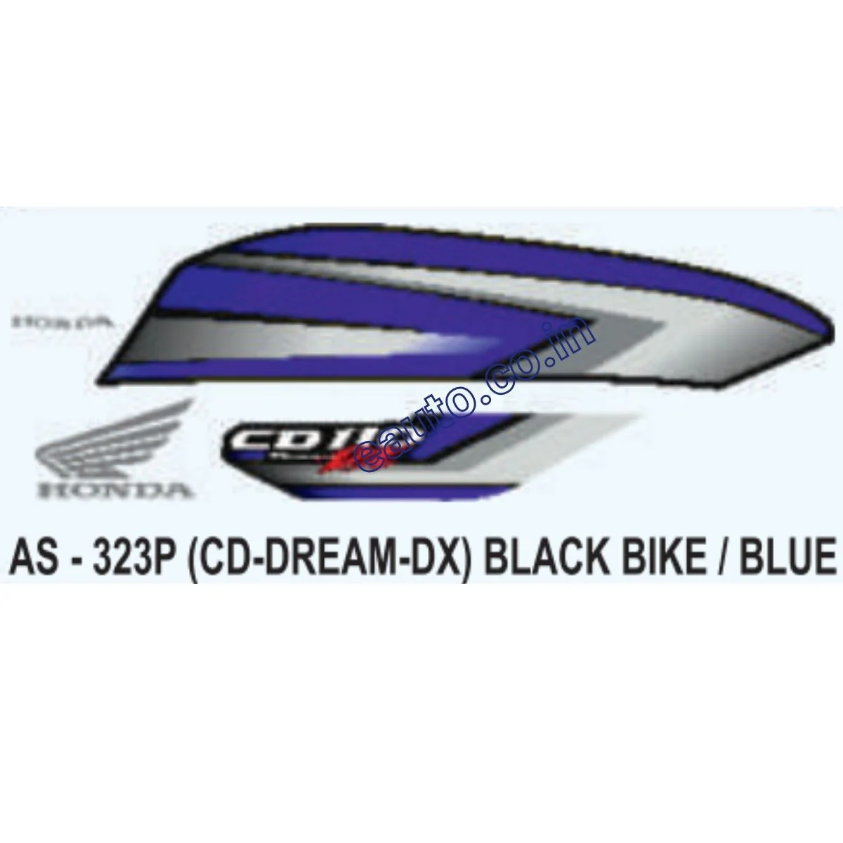 Graphics Sticker Set for Honda CD 110 Dream DX | Type 2 | Black Vehicle | Blue Sticker | Both Sides