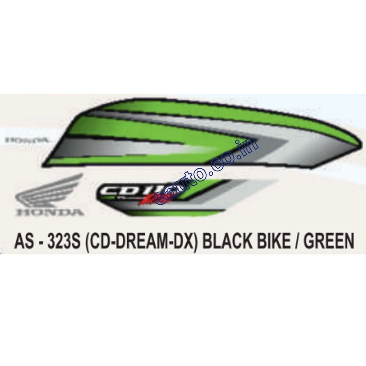 Graphics Sticker Set for Honda CD 110 Dream DX | Type 2 | Black Vehicle | Green Sticker | Both Sides