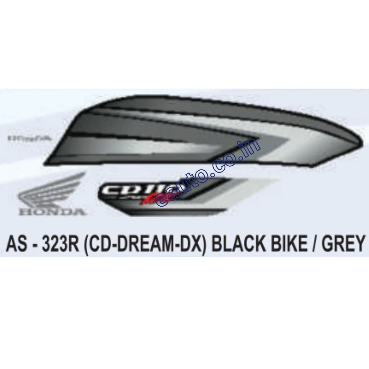 Graphics Sticker Set for Honda CD 110 Dream DX | Type 2 | Black Vehicle | Grey Sticker | Both Sides