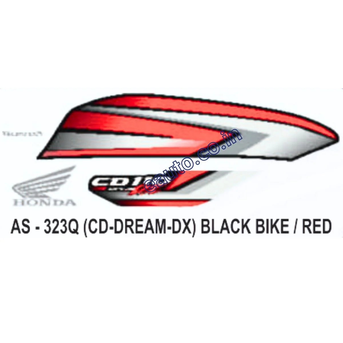 Graphics Sticker Set for Honda CD 110 Dream DX | Type 2 | Black Vehicle | Red Sticker | Both Sides