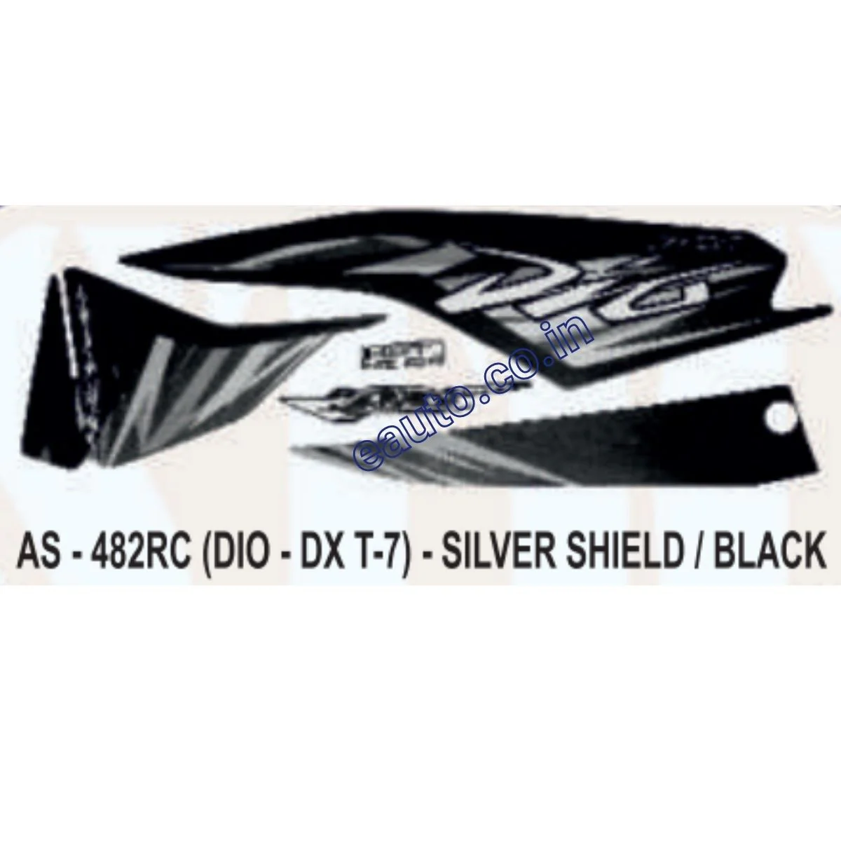 Graphics Sticker Set for Honda Dio DX | Type 7 | Silver & Black Sticker | Both Sides