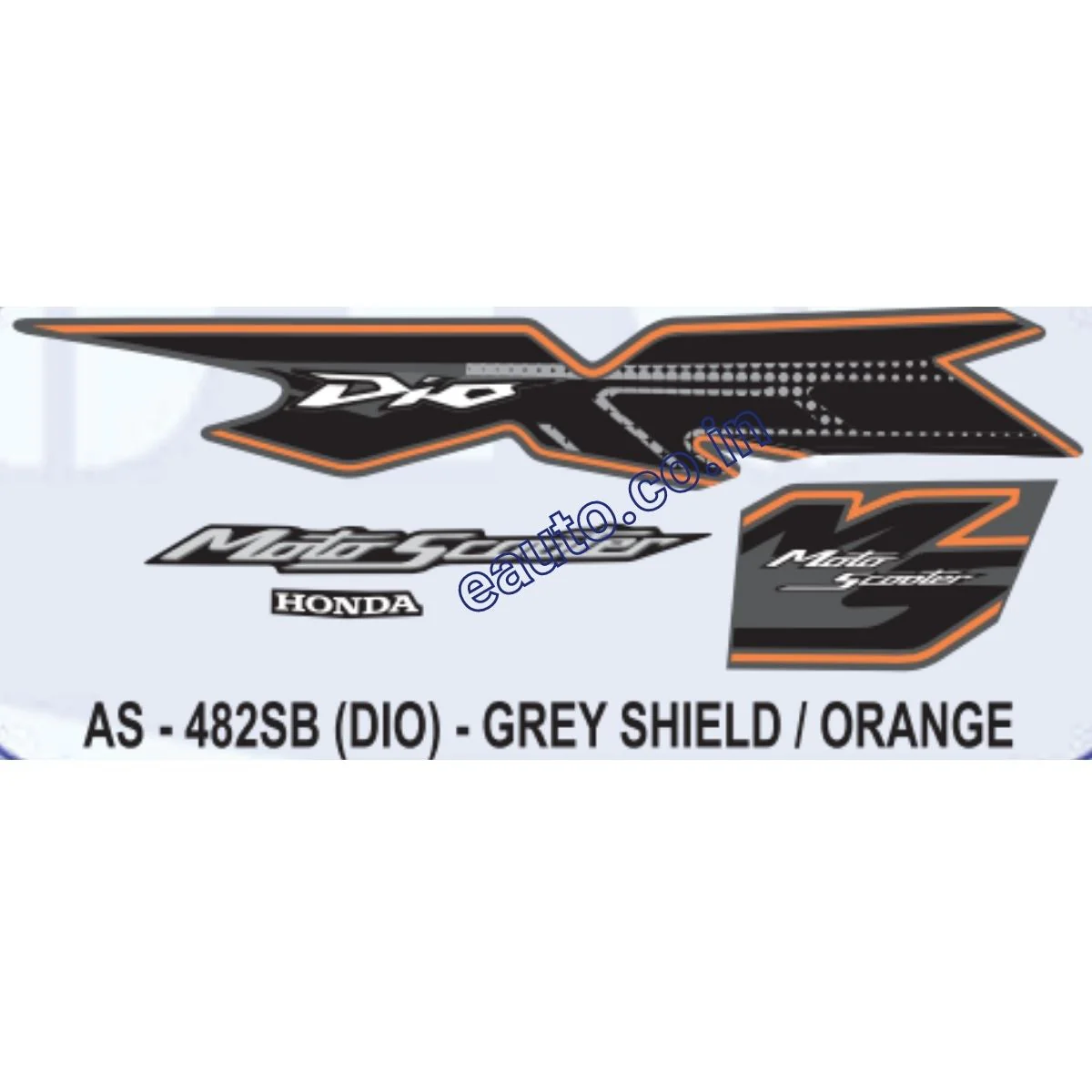 Graphics Sticker Set for Honda Dio | MotoScooter | Grey & Orange Sticker | Both Sides