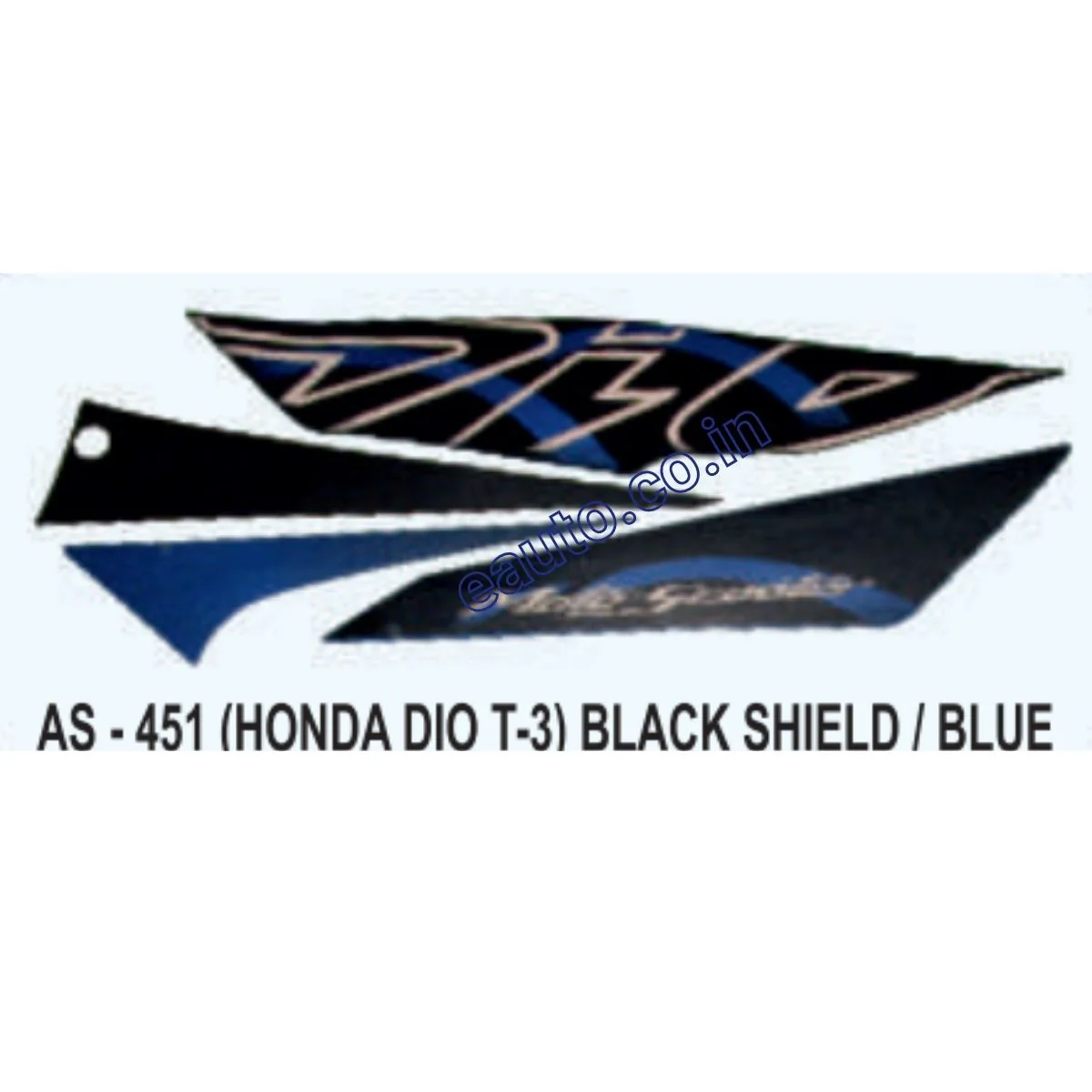 Graphics Sticker Set for Honda Dio | Type 3 | Black & Blue Sticker | Both Sides