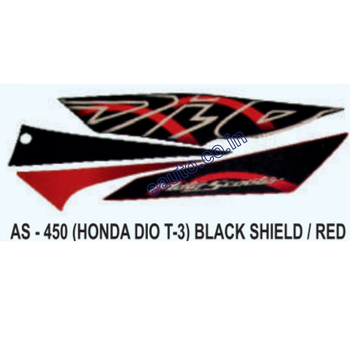 Graphics Sticker Set for Honda Dio | Type 3 | Black & Red Sticker | Both Sides