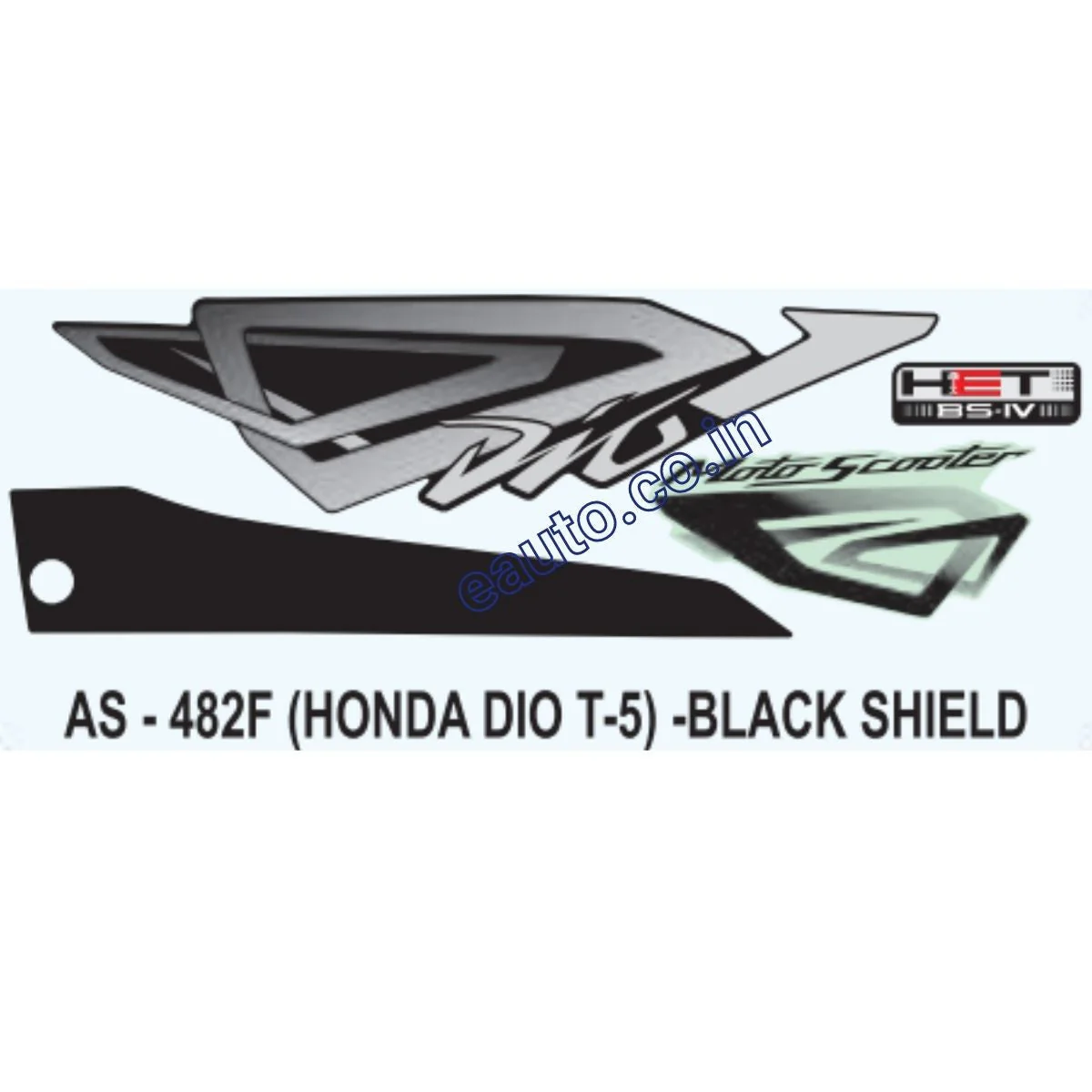 Graphics Sticker Set for Honda Dio | Type 5 | Black Sticker | Both Sides