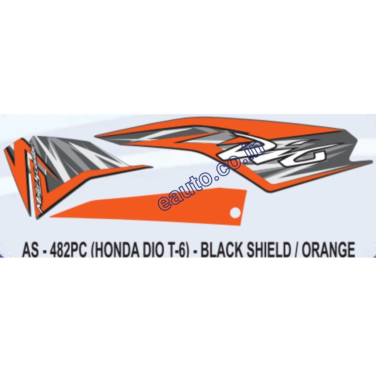 Graphics Sticker Set for Honda Dio | Type 6 | Black & Orange Sticker | Both Sides