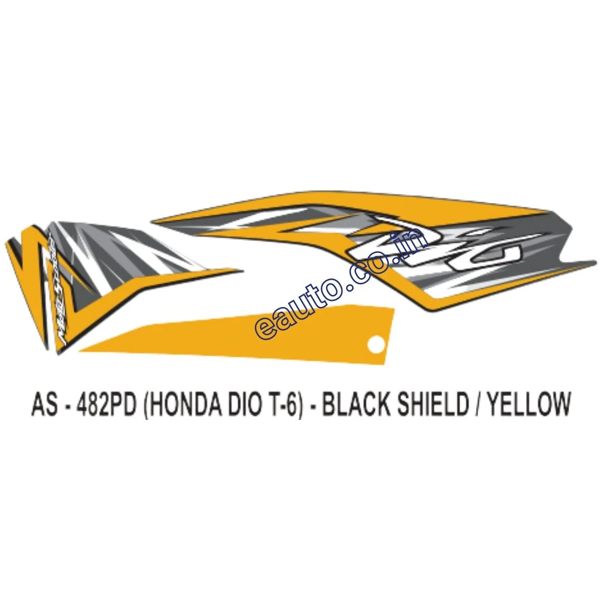 Graphics Sticker Set for Honda Dio | Type 6 | Black & Yellow Sticker | Both Sides