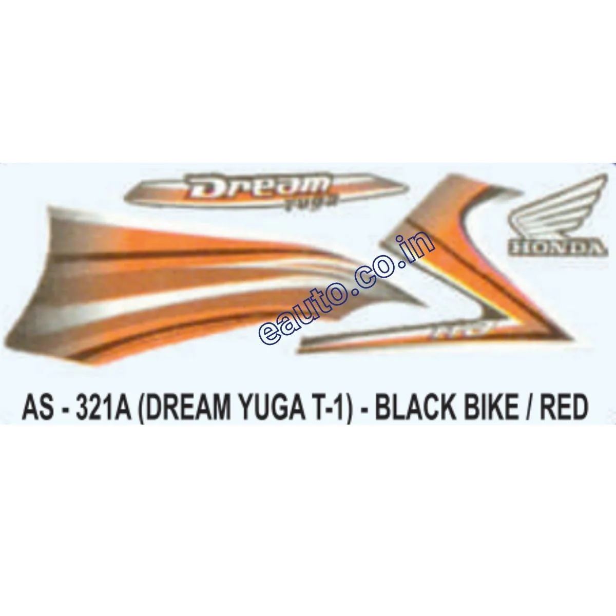 Graphics Sticker Set for Honda Dream Yuga 110 | Type 1 | Black Vehicle | Red Sticker | Both Sides
