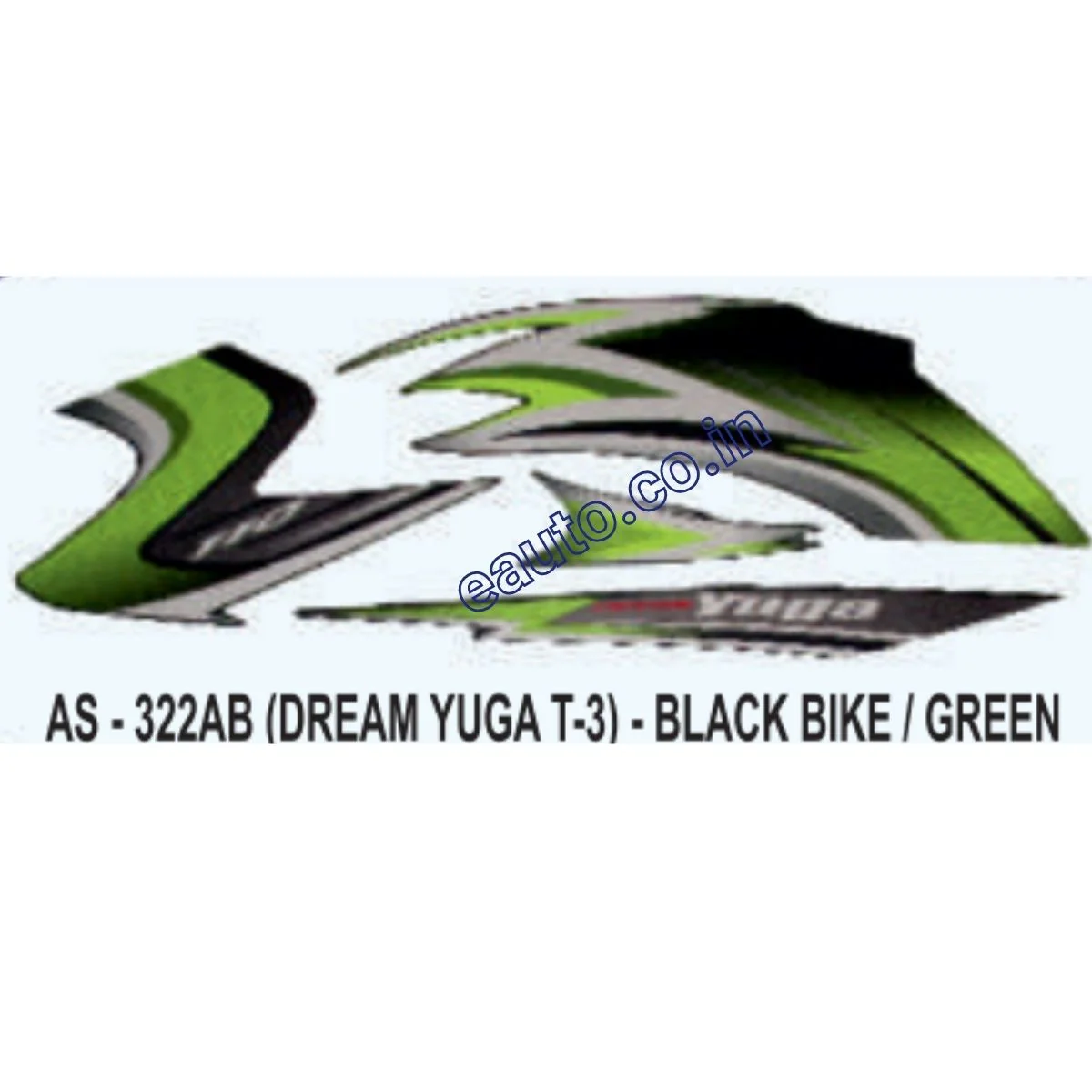 Graphics Sticker Set for Honda Dream Yuga | Type 3 | Black Vehicle | Green Sticker | Both Sides