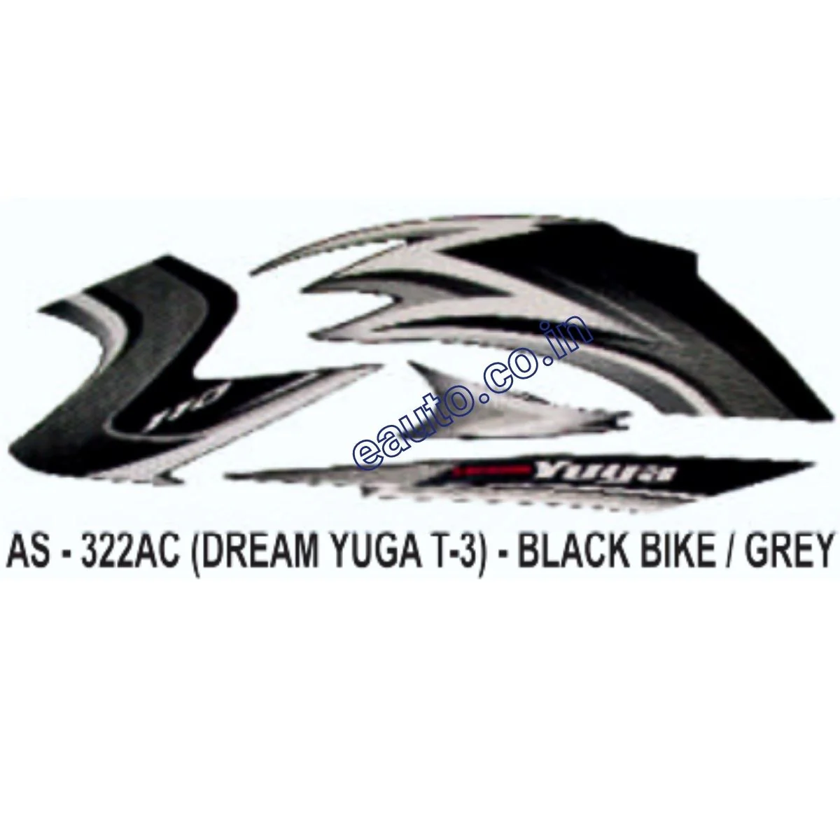 Graphics Sticker Set for Honda Dream Yuga | Type 3 | Black Vehicle | Grey Sticker | Both Sides