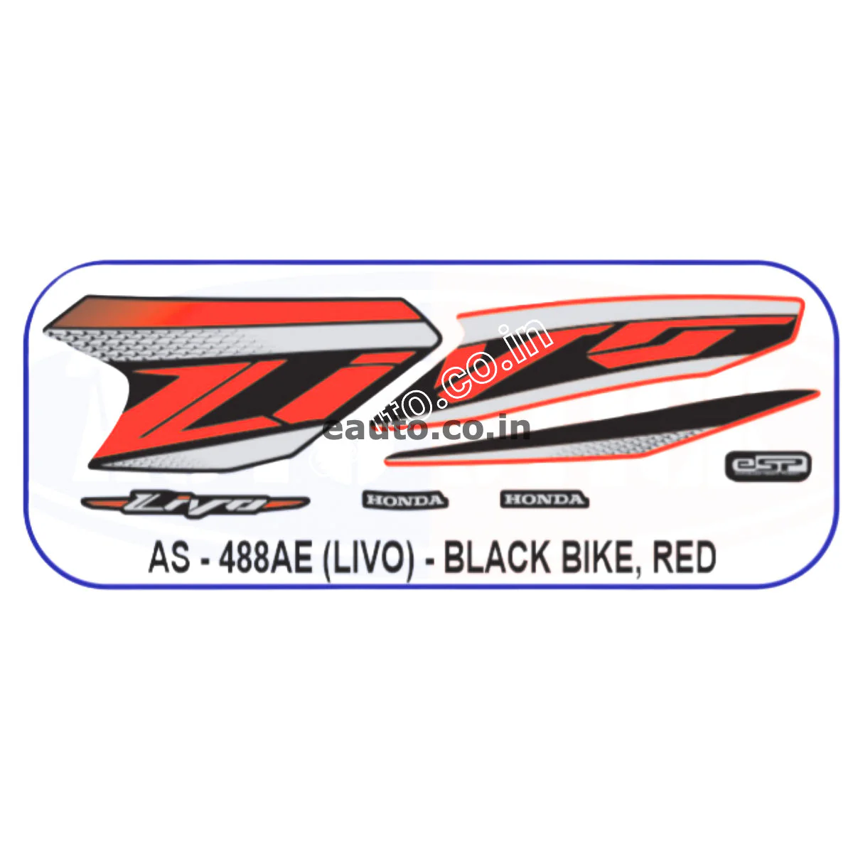 Graphics Sticker Set for Honda Livo | Black Vehicle | Black & Red Sticker | Both Sides