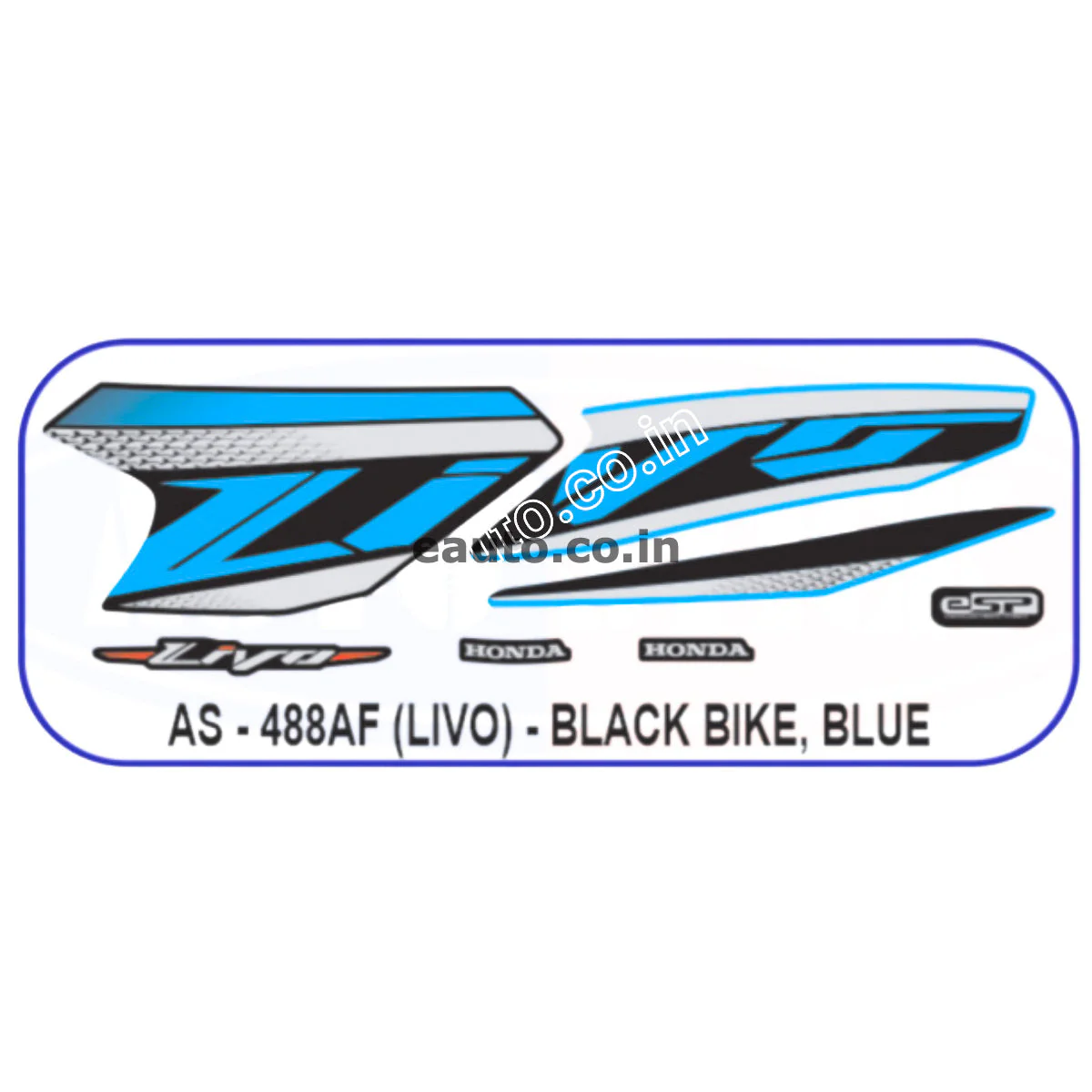 Graphics Sticker Set for Honda Livo | Black Vehicle | Blue & Black Sticker | Both Sides