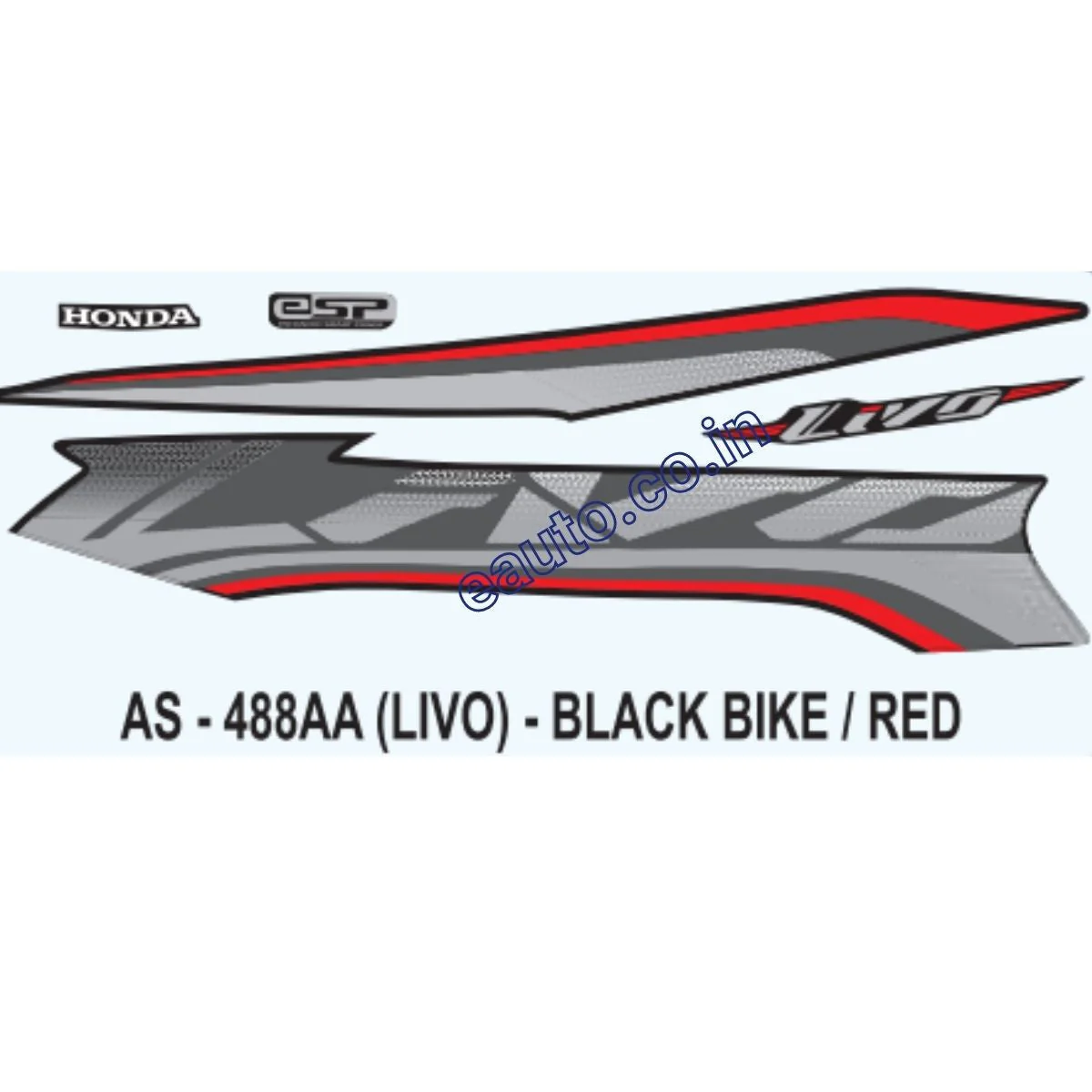 Graphics Sticker Set for Honda Livo | Black Vehicle | Red & Black Sticker | Both Sides