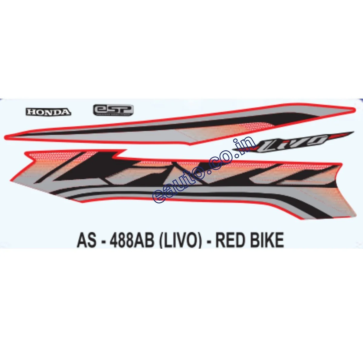 Graphics Sticker Set for Honda Livo | Red Vehicle | Both Sides