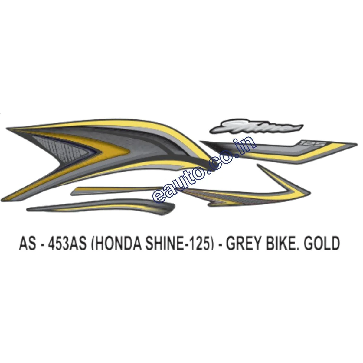 Graphics Sticker Set for Honda Shine 125 | Grey Vehicle | Gold Sticker | Both Sides