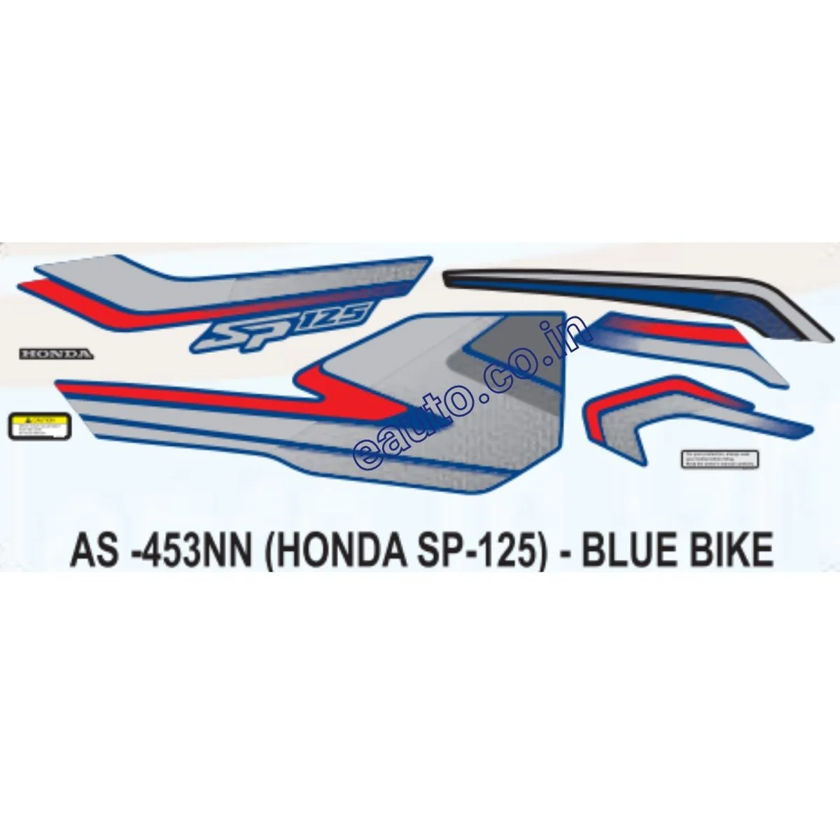 Graphics Sticker Set for Honda SP 125 | Blue Vehicle | Grey Sticker | Both Sides
