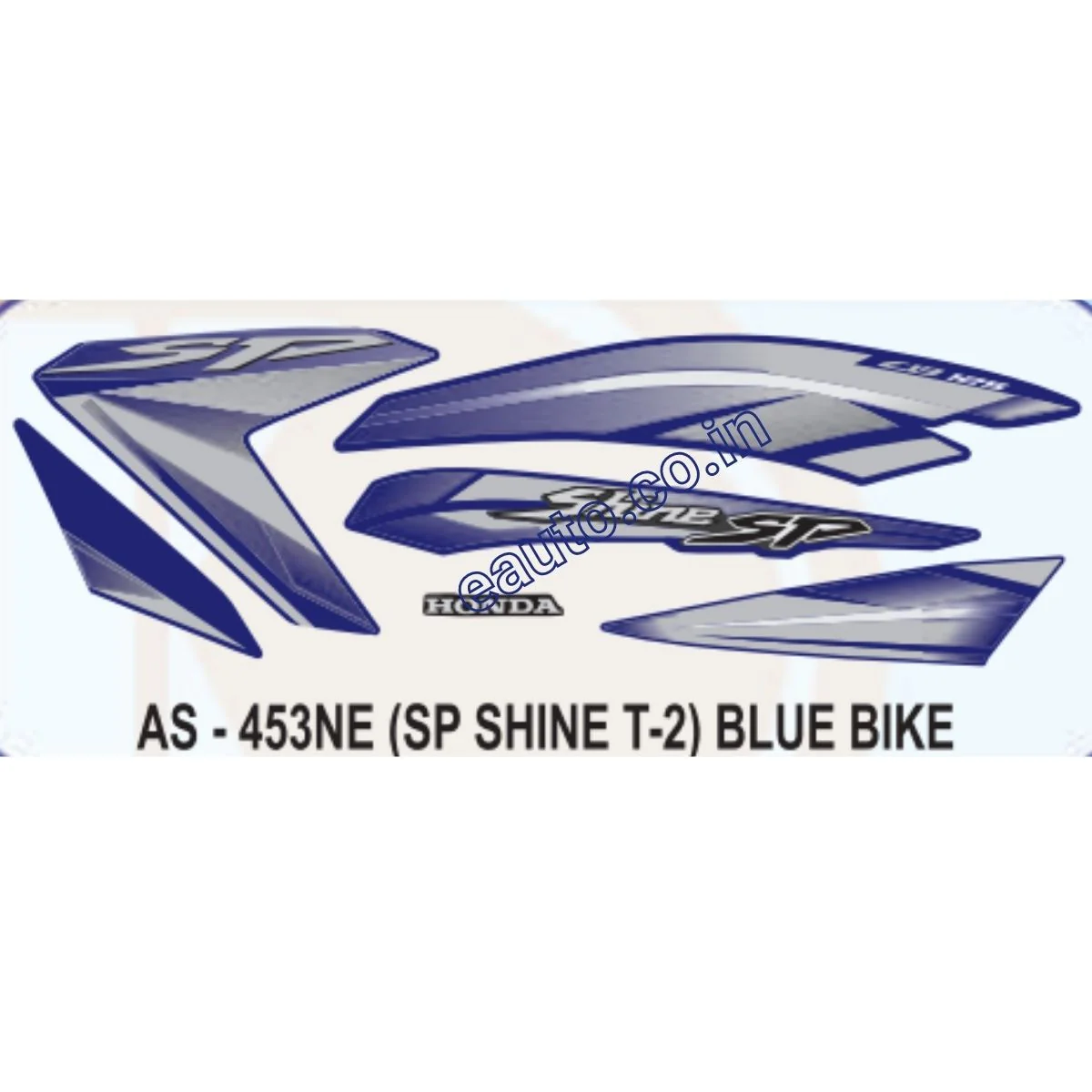 Graphics Sticker Set for Honda SP Shine | Type 2 | Blue Vehicle | Both Sides