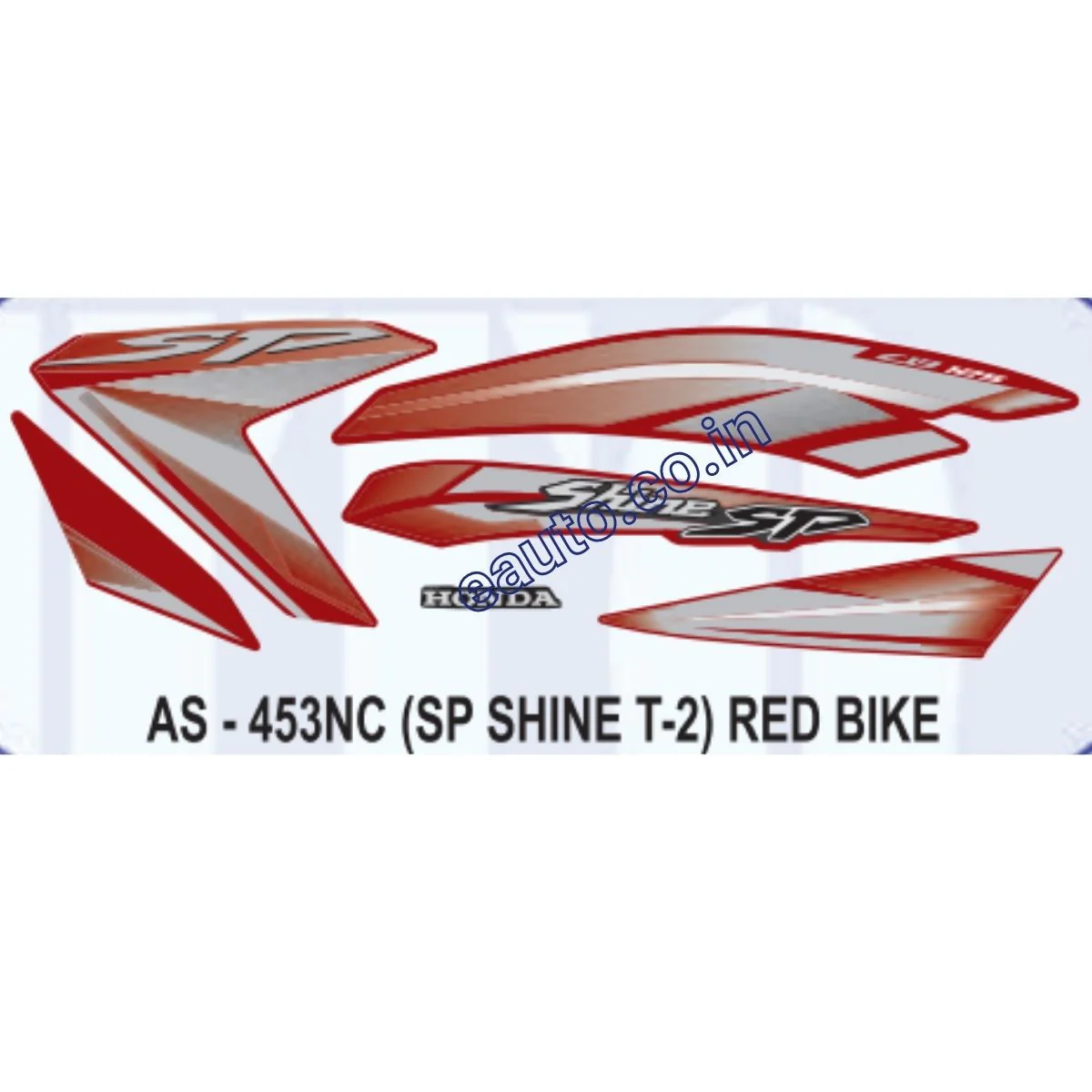 Graphics Sticker Set for Honda SP Shine | Type 2 | Red Vehicle | Both Sides