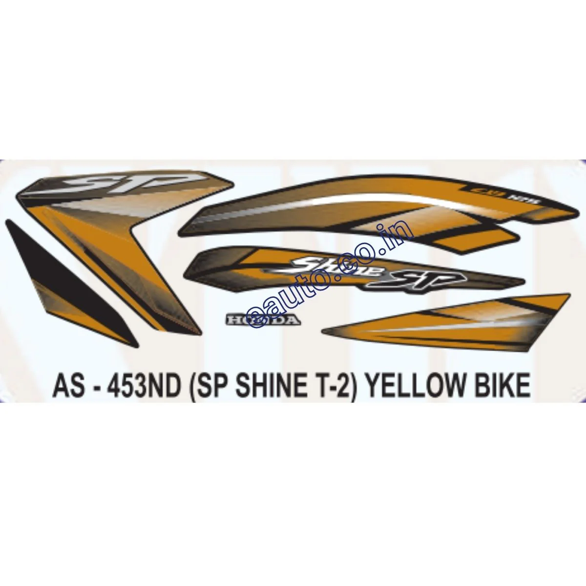 Graphics Sticker Set for Honda SP Shine | Type 2 | Yellow Vehicle | Both Sides