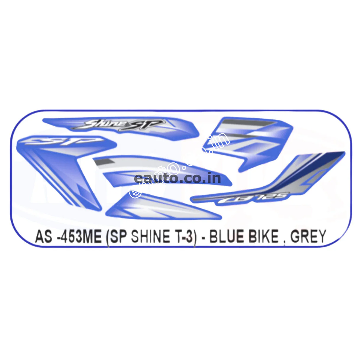 Graphics Sticker Set for Honda SP Shine | Type 3 | Blue Vehicle | Grey Sticker | Both Sides