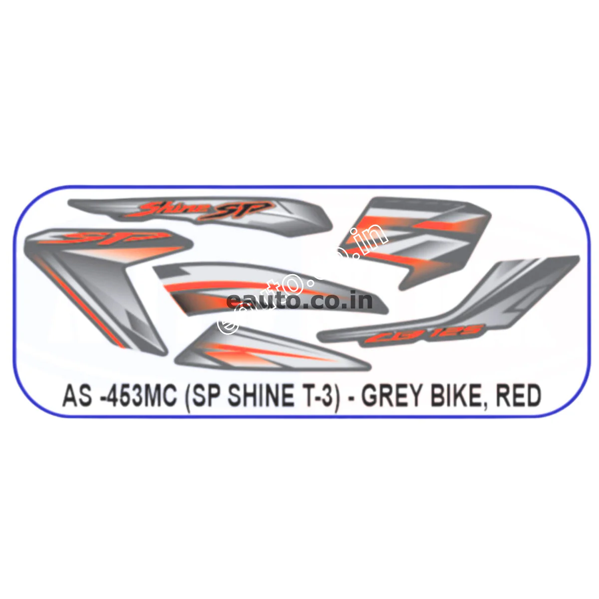 Graphics Sticker Set for Honda SP Shine | Type 3 | Grey Vehicle | Red Sticker | Both Sides