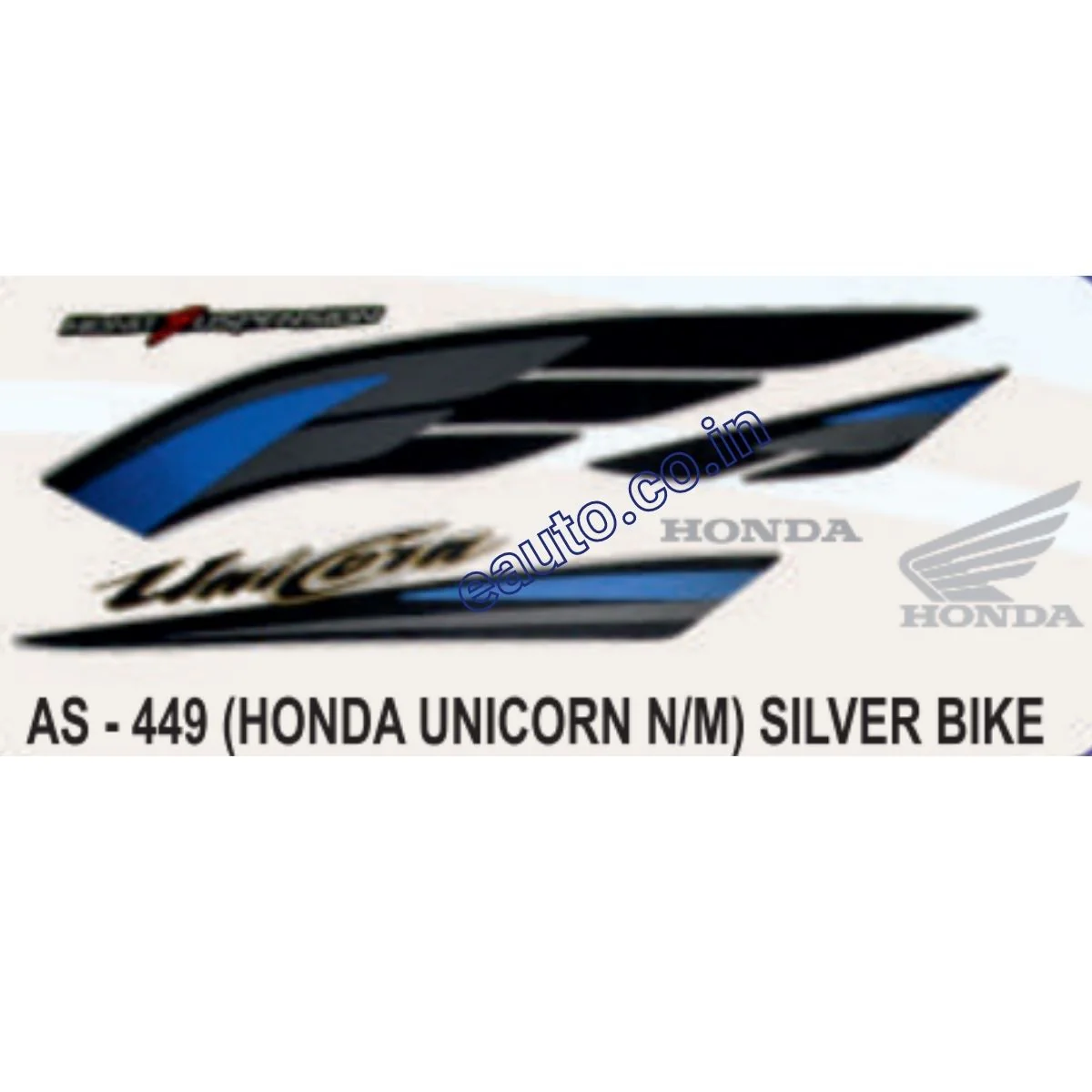 Graphics Sticker Set for Honda Unicorn | New Model | Silver Vehicle | Both Sides