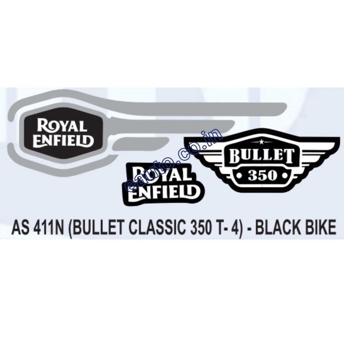 Graphics Sticker Set for Royal Enfield Bullet Classic 350 | Type 4 | Black Vehicle | Both Sides