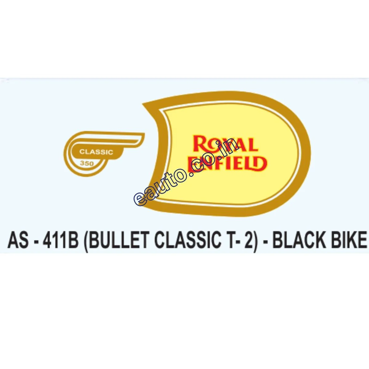 Graphics Sticker Set for Royal Enfield Bullet Classic | Type 2 | Black Vehicle | Both Sides