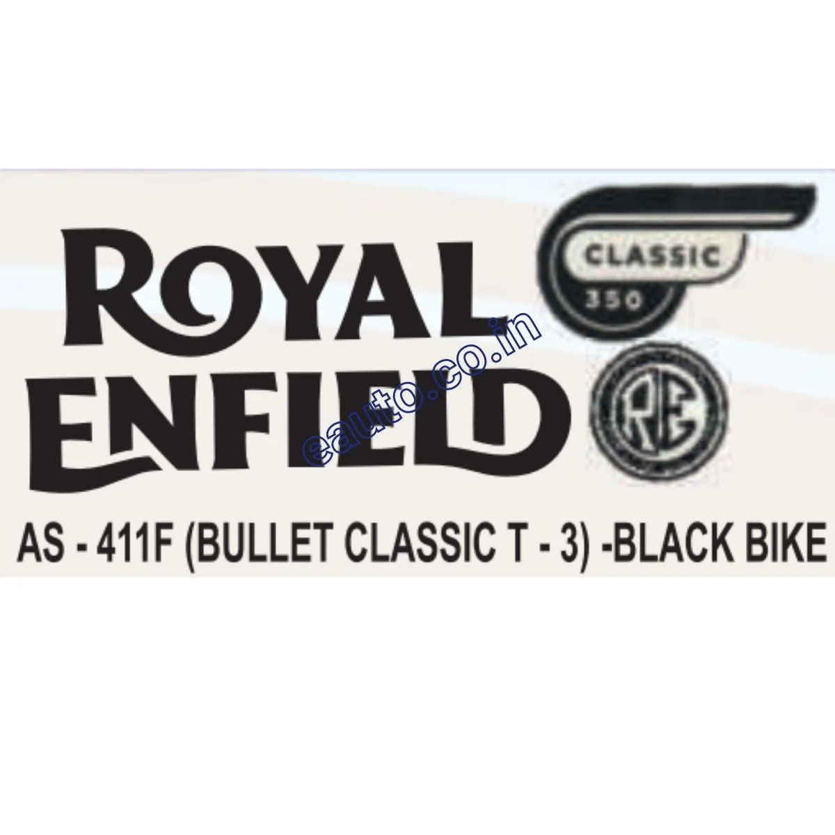 Graphics Sticker Set for Royal Enfield Bullet Classic | Type 3 | Black Vehicle | Both Sides