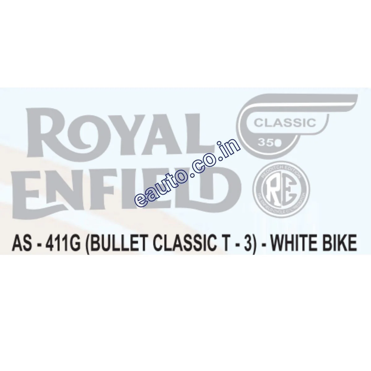 Graphics Sticker Set for Royal Enfield Bullet Classic | Type 3 | White Vehicle | Both Sides