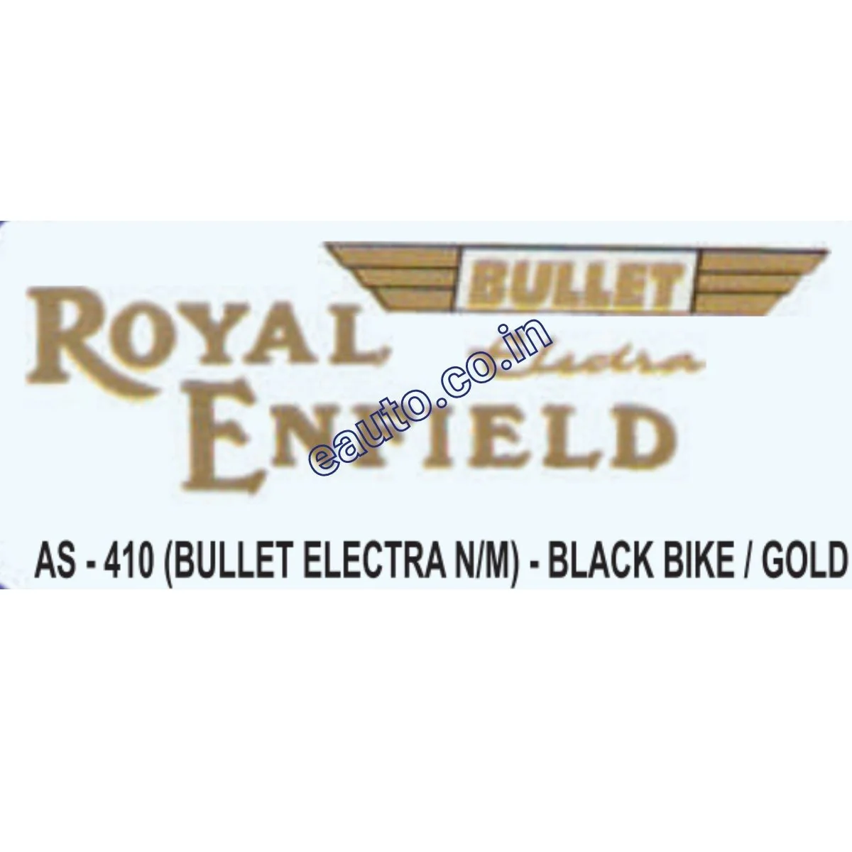 Graphics Sticker Set for Royal Enfield Bullet Electra | New Model | Black Vehicle | Gold Sticker | Both Sides