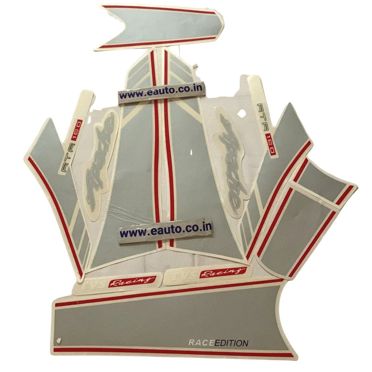 Graphics Sticker Set for TVS Apache RTR 160  | Racing | 2019 Model | Red & Silver | Vinyl Decal Set | Both Sides