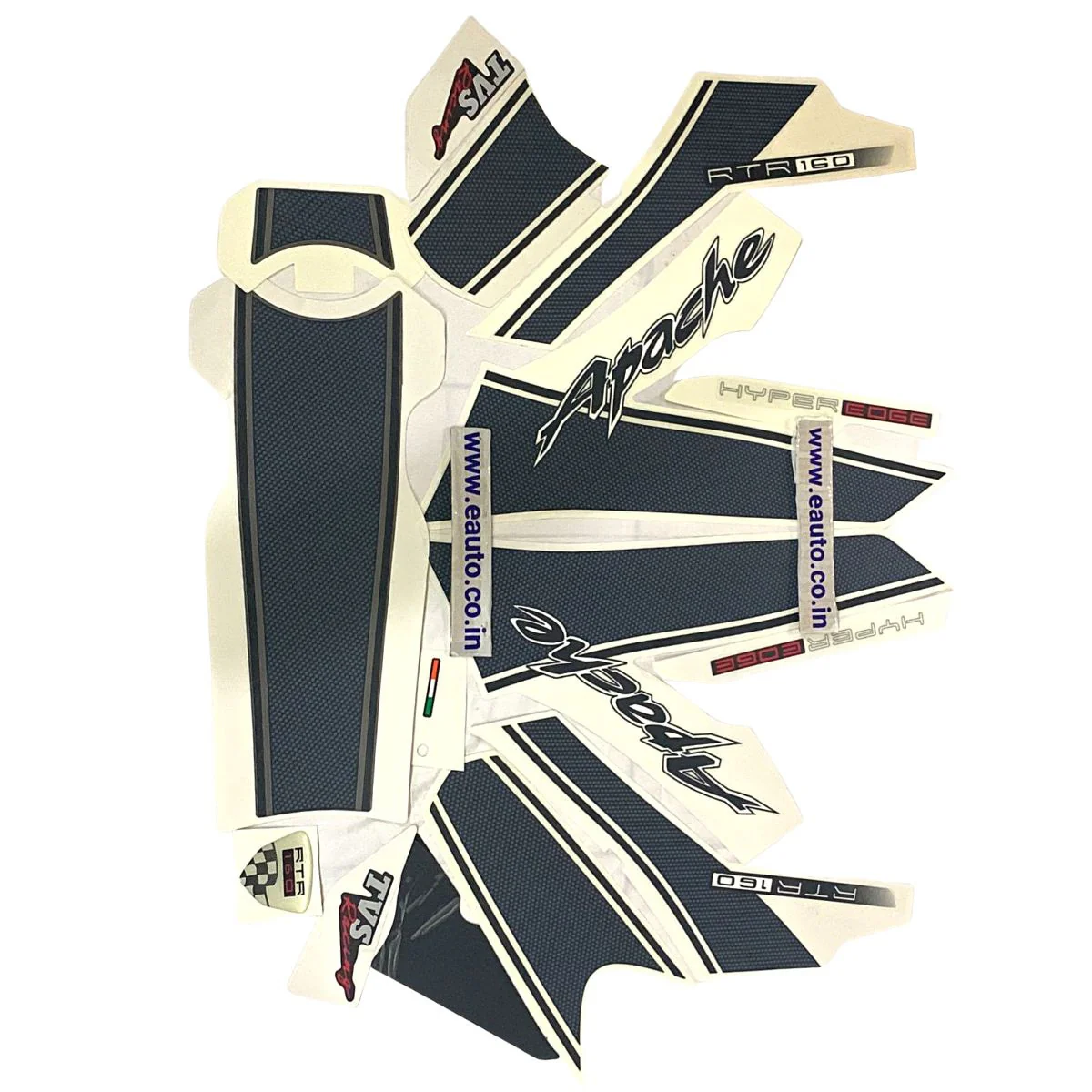 Graphics Sticker Set for TVS Apache RTR 160 | Type 3 | Grey Bike | Vinyl Decal Set | Both Sides