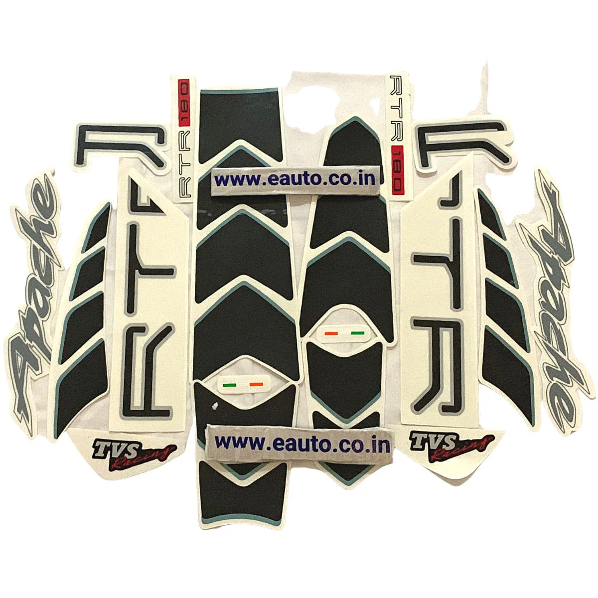 Graphics Sticker Set for TVS Apache RTR 180 | Black Bike | Vinyl Decal Set | Both Sides