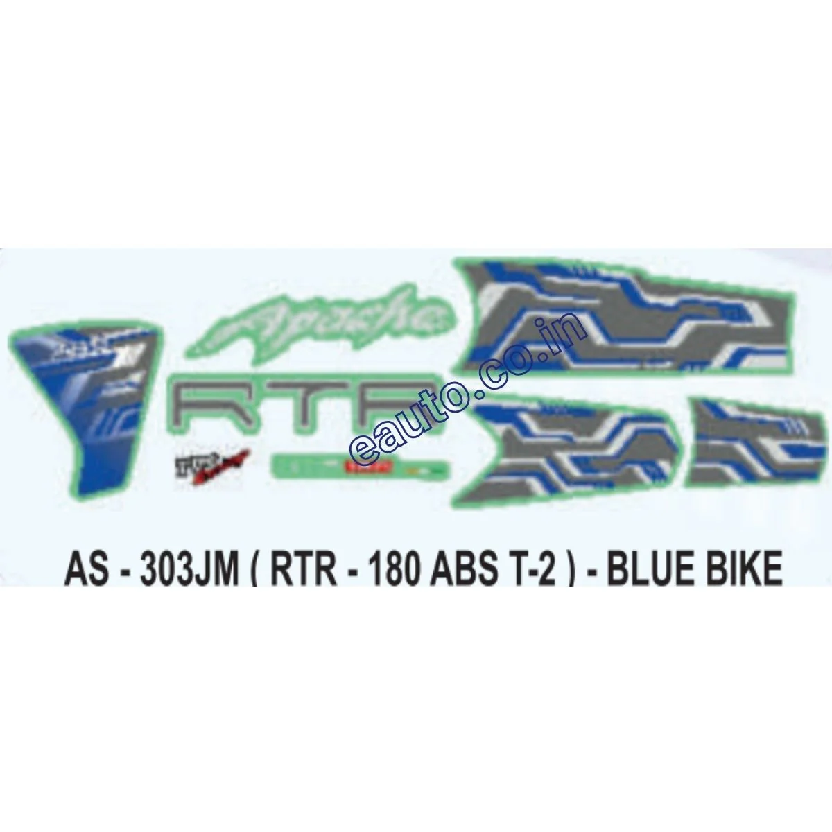 Graphics Sticker Set for TVS Apache RTR 180 | Type 2 | ABS | Blue Vehicle | Both Sides
