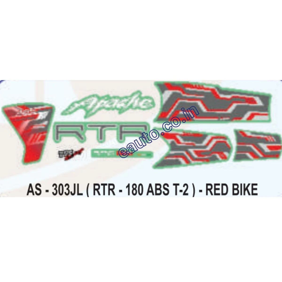Graphics Sticker Set for TVS Apache RTR 180 | Type 2 | ABS | Red Vehicle | Both Sides