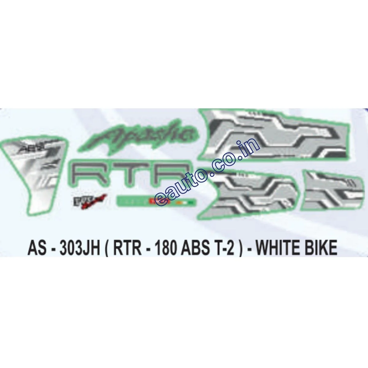 Graphics Sticker Set for TVS Apache RTR 180 | Type 2 | ABS | White Vehicle | Both Sides