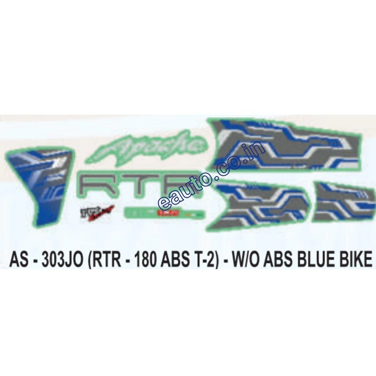 Graphics Sticker Set for TVS Apache RTR 180 | Type 2 | Without ABS | Blue Vehicle | Both Sides