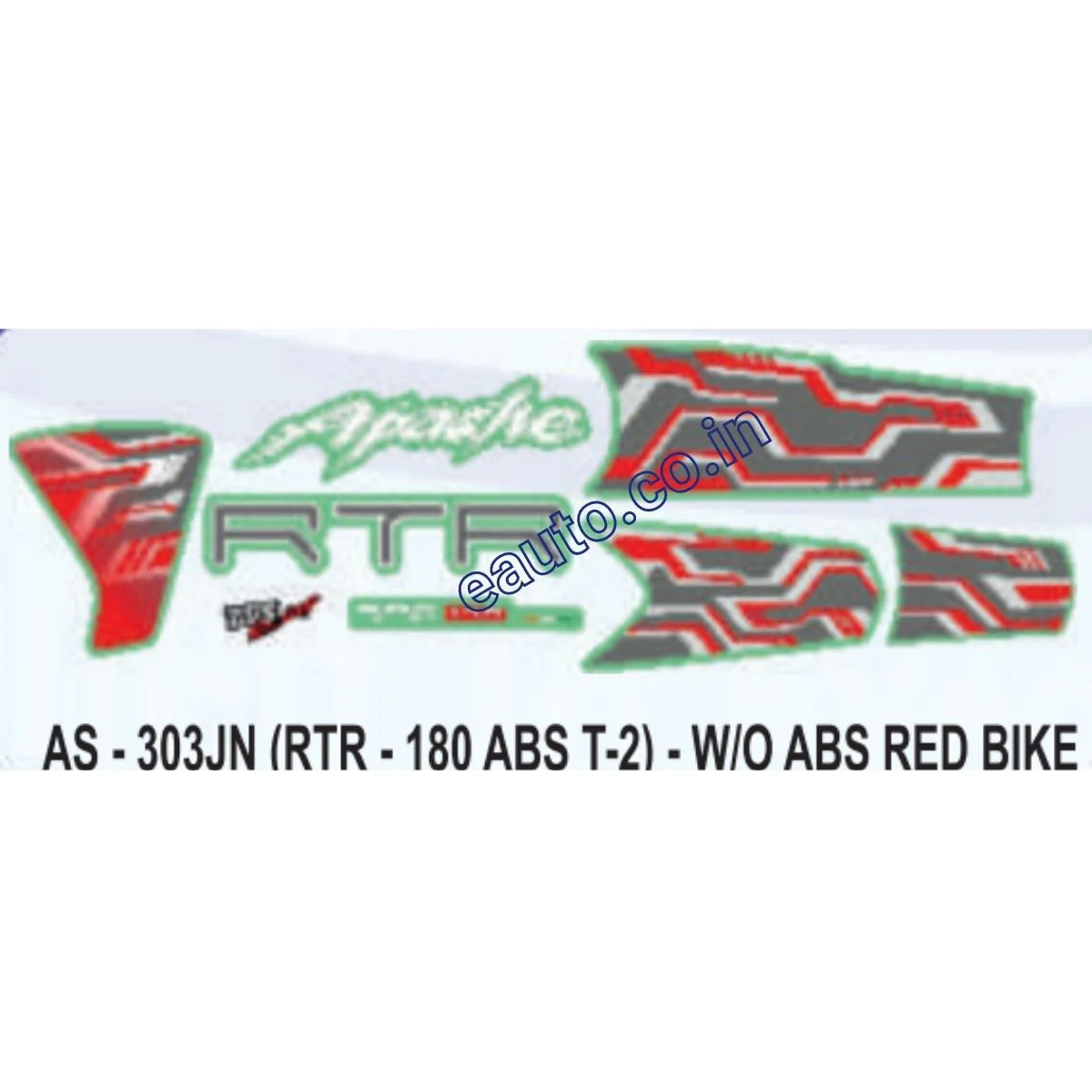 Graphics Sticker Set for TVS Apache RTR 180 | Type 2 | Without ABS | Red Vehicle | Both Sides