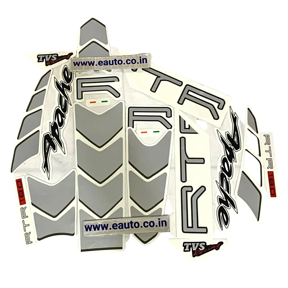 Graphics Sticker Set for TVS Apache RTR 180 | White Bike | Vinyl Decal Set | Both Sides