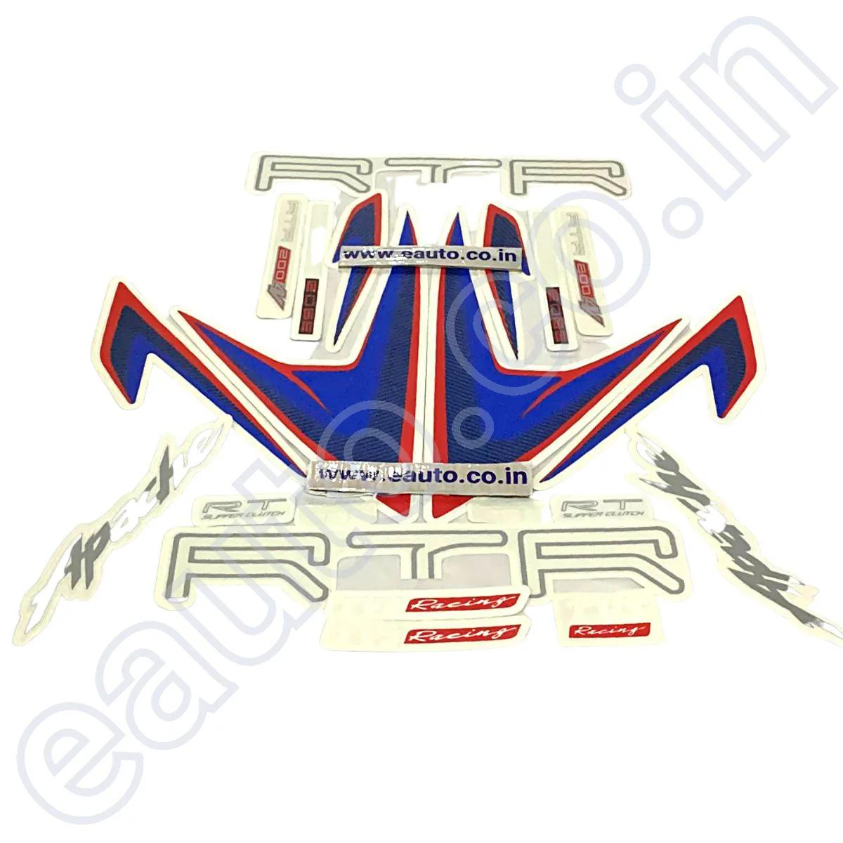 Graphics Sticker Set for TVS Apache RTR 200 4V | Blue Bike | Red Sticker | Vinyl Decal Set | Both Sides - Image 2