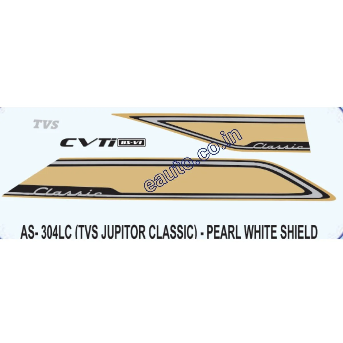 Graphics Sticker Set for TVS Jupiter Classic | Pearl White Vehicle | Pearl White Shield Sticker | Both Sides